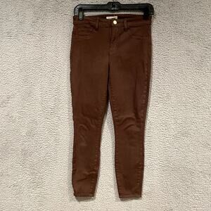 L'Agence Jeans Womens 26 Brown Margot Skinny High Rise Dark Mocha Coated Denim